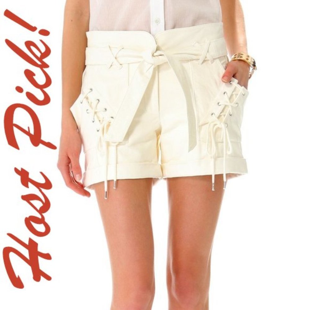 Rebecca Minkoff NEW Shorts Leather LaceUp Sexy ๐HP๐ - Picture 1 of 16